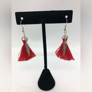 Feather/String Earrings